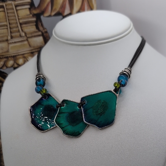 Chico's Green and Blue Hexagonal Necklace - Picture 6 of 6
